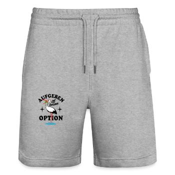 Frosch und Storch - Aufgeben ist keine Option - Stanley/Stella Unisex Bio Joggingshorts Trainer  - Grau meliert - Vorne - Nik (191cm) & Marisol (170cm)
