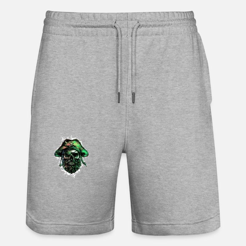 Capitaine Crâne de pirate - Short de jogging bio TRAINER Stanley/Stella unisexe - gris chiné