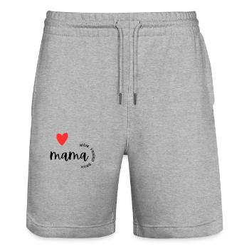 I love Mama png - Stanley/Stella Unisex Bio Joggingshorts Trainer  - Grau meliert - Vorne - Nik (191cm) & Marisol (170cm)