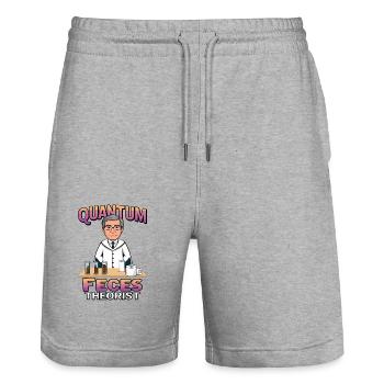 Quantum fecal theorists - Stanley/Stella Trainer Unisex Organic Jogging Shorts - heather grey - Front - Nik (191cm) & Marisol (170cm)