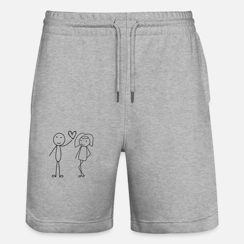 Un couple avec un cœur - Short de jogging bio TRAINER Stanley/Stella unisexe - gris chiné