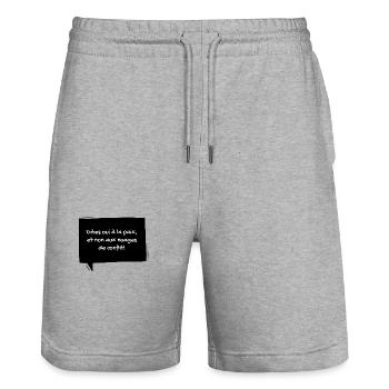 7 - Short de jogging bio TRAINER Stanley/Stella unisexe - gris chiné - Devant - Nik (191cm) & Marisol (170cm)