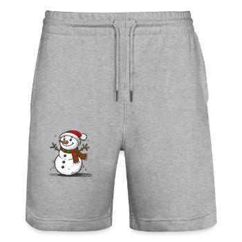 Bonhomme de neige - Short de jogging bio TRAINER Stanley/Stella unisexe - gris chiné - Devant - Nik (191cm) & Marisol (170cm)