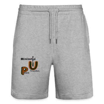 Peace and Freedom - Stanley/Stella Unisex Bio Joggingshorts Trainer  - Grau meliert - Vorne - Nik (191cm) & Marisol (170cm)