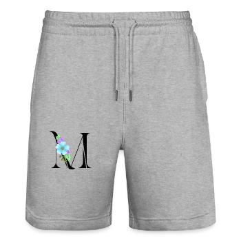 Eleganter Buchstabe 'M' mit Blumen - Stanley/Stella Unisex Bio Joggingshorts Trainer  - Grau meliert - Vorne - Nik (191cm) & Marisol (170cm)