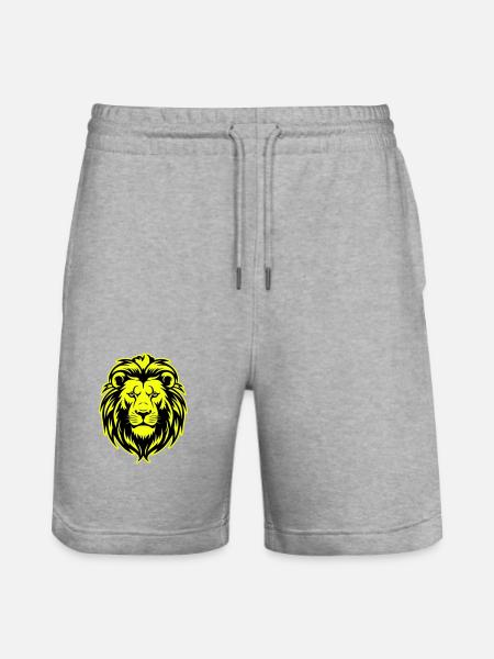 Lion Head Portrait Icon - Stanley/Stella Trainer Unisex Organic Jogging Shorts - heather grey