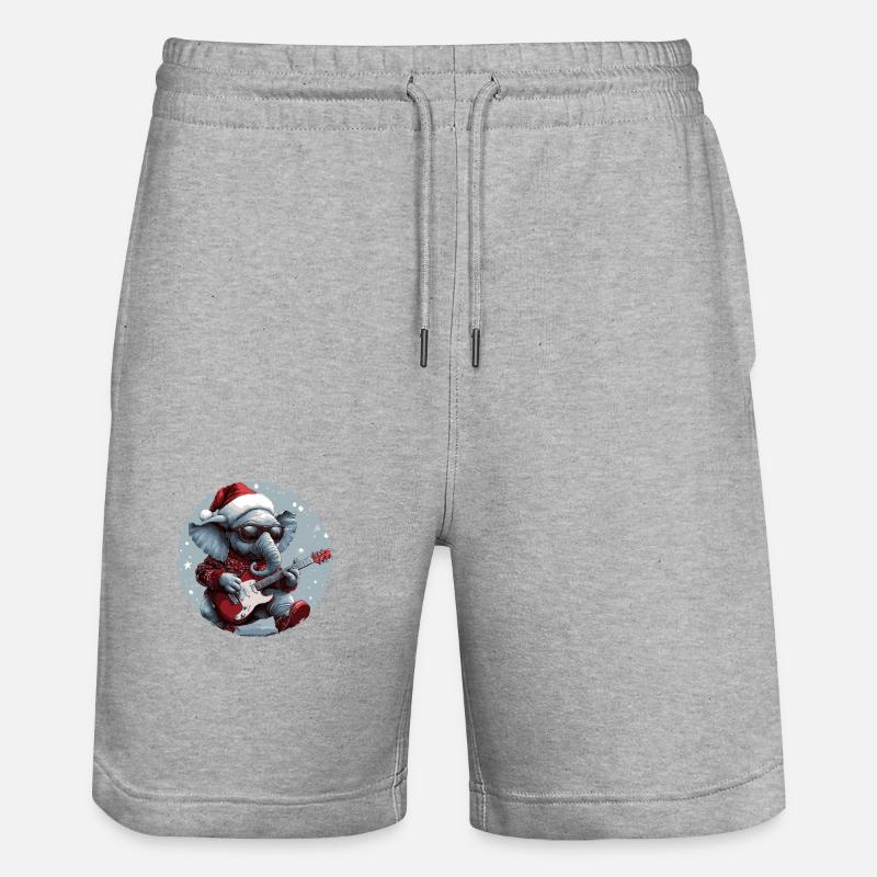 Guitare Rocker de Noël Elephant - Short de jogging bio TRAINER Stanley/Stella unisexe - gris chiné