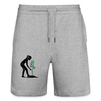 Tree Plants Nature Conservation - Stanley/Stella Trainer Unisex Organic Jogging Shorts - heather grey - Front - Nik (191cm) & Marisol (170cm)
