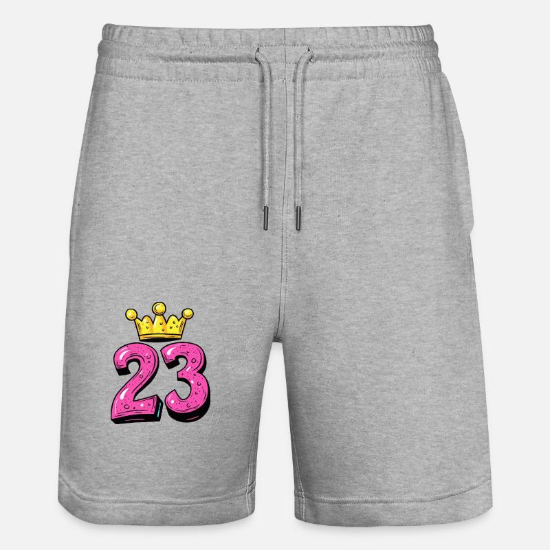 Couronne à 23 chiffres - Short de jogging bio TRAINER Stanley/Stella unisexe - gris chiné