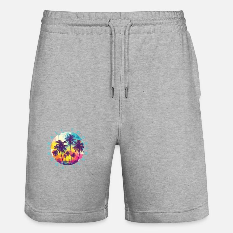 Visite de Bali Palmiers - Short de jogging bio TRAINER Stanley/Stella unisexe - gris chiné