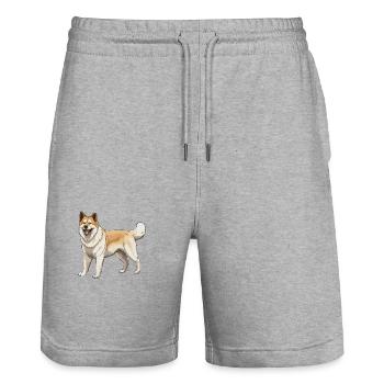 Akita Dog Animal - Stanley/Stella Trainer Unisex Organic Jogging Shorts - heather grey - Front - Nik (191cm) & Marisol (170cm)