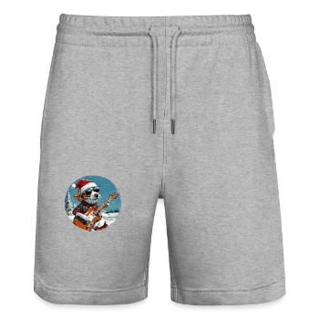 Jack Russel Terrier Hund Weihnachten Gitarre - Stanley/Stella Unisex Bio Joggingshorts Trainer  - Grau meliert - Vorne - Nik (191cm) & Marisol (170cm)
