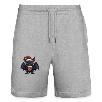 Bat Christmas Beer Funny - Stanley/Stella Trainer Unisex Organic Jogging Shorts - heather grey - Front - Nik (191cm) & Marisol (170cm)