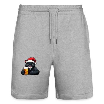 Panther Weihnachten Bier Lustig - Stanley/Stella Unisex Bio Joggingshorts Trainer  - Grau meliert - Vorne - Nik (191cm) & Marisol (170cm)
