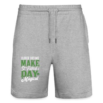 Kleeträume machen den St. Patricks Day magisch - Stanley/Stella Unisex Bio Joggingshorts Trainer  - Grau meliert - Vorne - Nik (191cm) & Marisol (170cm)