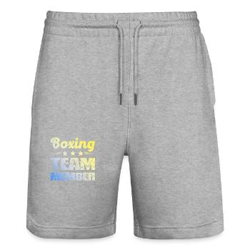 Boxing Team - Stanley/Stella Trainer Unisex Organic Jogging Shorts - heather grey - Front - Nik (191cm) & Marisol (170cm)