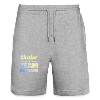 Skater Team - Stanley/Stella Trainer Unisex Organic Jogging Shorts - heather grey - Front - Nik (191cm) & Marisol (170cm)