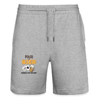 Poker et bière - Short de jogging bio TRAINER Stanley/Stella unisexe - gris chiné - Devant - Nik (191cm) & Marisol (170cm)