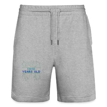 26th birthday 26 years old Binary Code Computer Science - Stanley/Stella Trainer Unisex Organic Jogging Shorts - heather grey - Front - Nik (191cm) & Marisol (170cm)