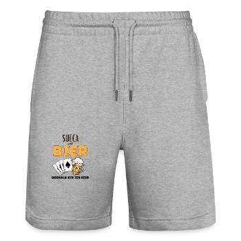 Sueca et la bière - Short de jogging bio TRAINER Stanley/Stella unisexe - gris chiné - Devant - Nik (191cm) & Marisol (170cm)