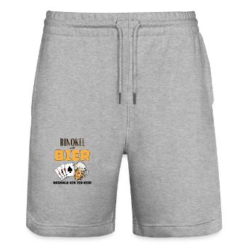 Binoculars and beer - Stanley/Stella Trainer Unisex Organic Jogging Shorts - heather grey - Front - Nik (191cm) & Marisol (170cm)