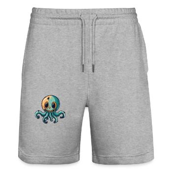 Oktopus Halloween Zombie - Stanley/Stella Unisex Bio Joggingshorts Trainer  - Grau meliert - Vorne - Nik (191cm) & Marisol (170cm)