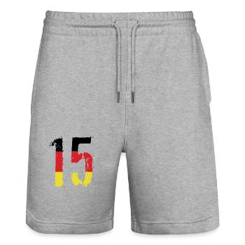 Maillot 15 Numéro Allemagne - Short de jogging bio TRAINER Stanley/Stella unisexe - gris chiné - Devant - Nik (191cm) & Marisol (170cm)