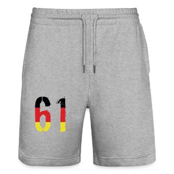 61 Number Germany Jersey - Stanley/Stella Trainer Unisex Organic Jogging Shorts - heather grey - Front - Nik (191cm) & Marisol (170cm)