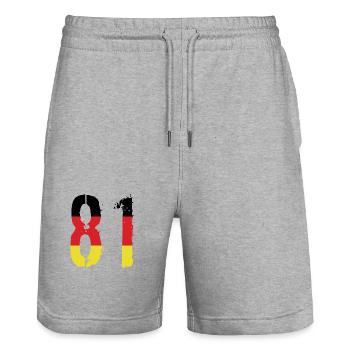 81 Number Germany Jersey - Stanley/Stella Trainer Unisex Organic Jogging Shorts - heather grey - Front - Nik (191cm) & Marisol (170cm)