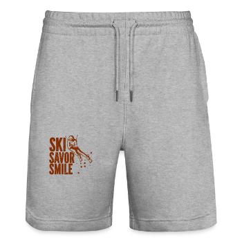 Skiing Snowboard Mountains Holiday Snow Freestyle - Stanley/Stella Trainer Unisex Organic Jogging Shorts - heather grey - Front - Nik (191cm) & Marisol (170cm)