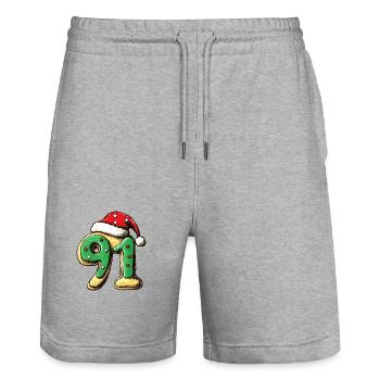 91 Number Christmas - Stanley/Stella Trainer Unisex Organic Jogging Shorts - heather grey - Front - Nik (191cm) & Marisol (170cm)
