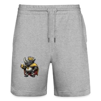 Rhino Beer Funny - Stanley/Stella Trainer Unisex Organic Jogging Shorts - heather grey - Front - Nik (191cm) & Marisol (170cm)