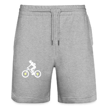 Mountainbike Fahrrad Frau Symbol - Stanley/Stella Unisex Bio Joggingshorts Trainer  - Grau meliert - Vorne - Nik (191cm) & Marisol (170cm)