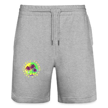 Italy Tour Palm Trees Holidays - Stanley/Stella Trainer Unisex Organic Jogging Shorts - heather grey - Front - Nik (191cm) & Marisol (170cm)
