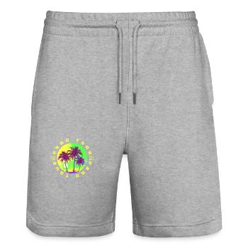 Prag Tour Palmen Urlaub - Stanley/Stella Unisex Bio Joggingshorts Trainer  - Grau meliert - Vorne - Nik (191cm) & Marisol (170cm)