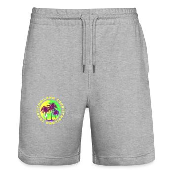 Vacances en Thaïlande Palm Tree - Short de jogging bio TRAINER Stanley/Stella unisexe - gris chiné - Devant - Nik (191cm) & Marisol (170cm)
