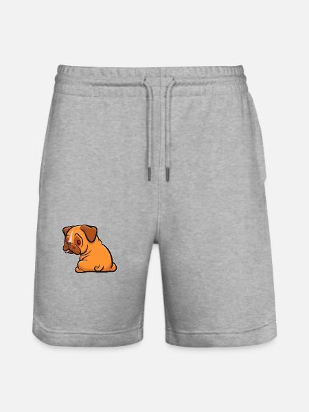 Pug - Dog Fan - Gift - Stanley/Stella Trainer Unisex Organic Jogging Shorts - heather grey