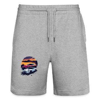 Klassischer Sportwagen - Stanley/Stella Unisex Bio Joggingshorts Trainer  - Grau meliert - Vorne - Nik (191cm) & Marisol (170cm)