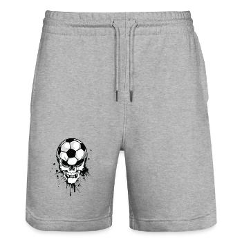 soccer skull kicker ball football pirat - Short de jogging bio TRAINER Stanley/Stella unisexe - gris chiné - Devant - Nik (191cm) & Marisol (170cm)