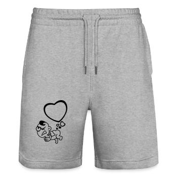 Engel Herzen pupsen 1c - Stanley/Stella Unisex Bio Joggingshorts Trainer  - Grau meliert - Vorne - Nik (191cm) & Marisol (170cm)