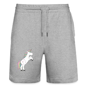 Einhorn - Stanley/Stella Unisex Bio Joggingshorts Trainer  - Grau meliert - Vorne - Nik (191cm) & Marisol (170cm)