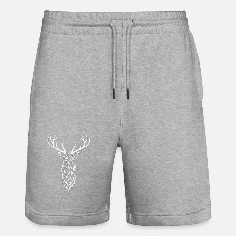 Portrait de cerf blanc - Short de jogging bio TRAINER Stanley/Stella unisexe - gris chiné