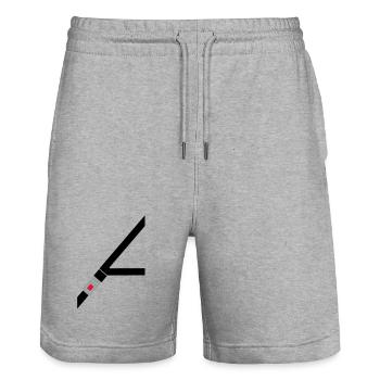 Seat belt - Stanley/Stella Trainer Unisex Organic Jogging Shorts - heather grey - Front - Nik (191cm) & Marisol (170cm)
