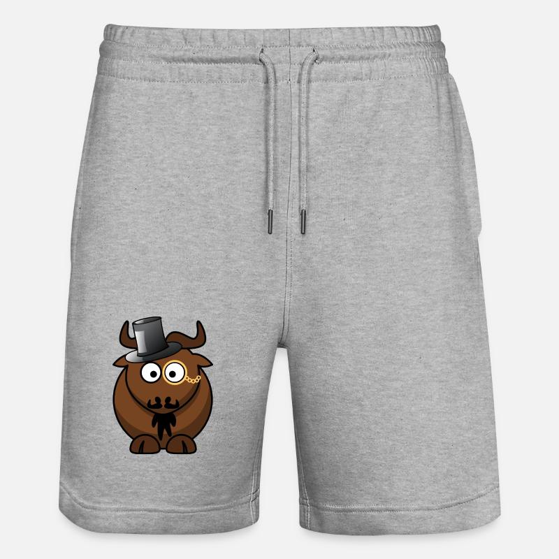 Caricature de buffle avec monocle - Short de jogging bio TRAINER Stanley/Stella unisexe - gris chiné