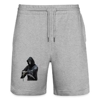 Senseur, Crâne, Diable, Satan, Métal noir, - Short de jogging bio TRAINER Stanley/Stella unisexe - gris chiné - Devant - Nik (191cm) & Marisol (170cm)