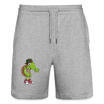 Hip-Hop Schildkröte - Stanley/Stella Unisex Bio Joggingshorts Trainer  - Grau meliert - Vorne - Nik (191cm) & Marisol (170cm)