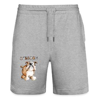 Süße Englische Bulldogge - Stanley/Stella Unisex Bio Joggingshorts Trainer  - Grau meliert - Vorne - Nik (191cm) & Marisol (170cm)