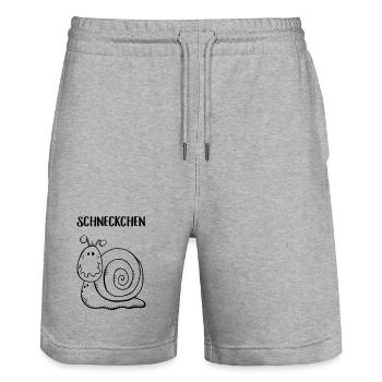 Schneckchen - Schnecke - Schnecken - Schneckenhaus - Stanley/Stella Unisex Bio Joggingshorts Trainer  - Grau meliert - Vorne - Nik (191cm) & Marisol (170cm)