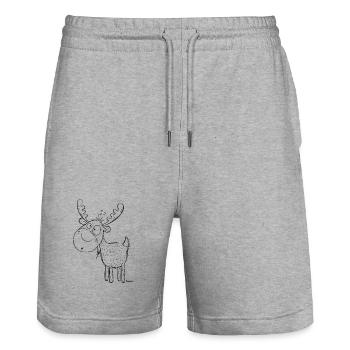 Lustiger Elch - Elche - Hirsch - Reh - Geschenk - Stanley/Stella Unisex Bio Joggingshorts Trainer  - Grau meliert - Vorne - Nik (191cm) & Marisol (170cm)
