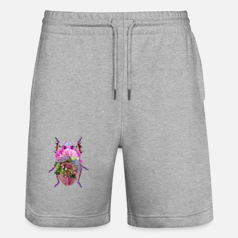 Bunter Blütenkäfer - Stanley/Stella Unisex Bio Joggingshorts Trainer  - Grau meliert